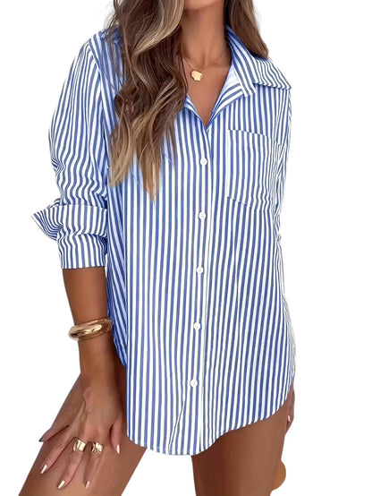 Lina – Women's Striped Button-Up Blouse