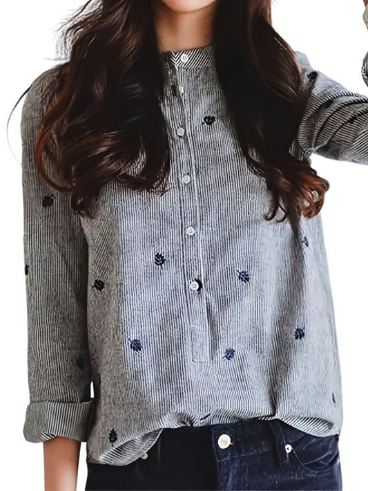 Eleanor – Vintage Long Sleeve Blouse | Grey