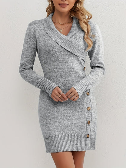 Sienna – Buttoned Wrap Bodycon Sweater Dress for Women