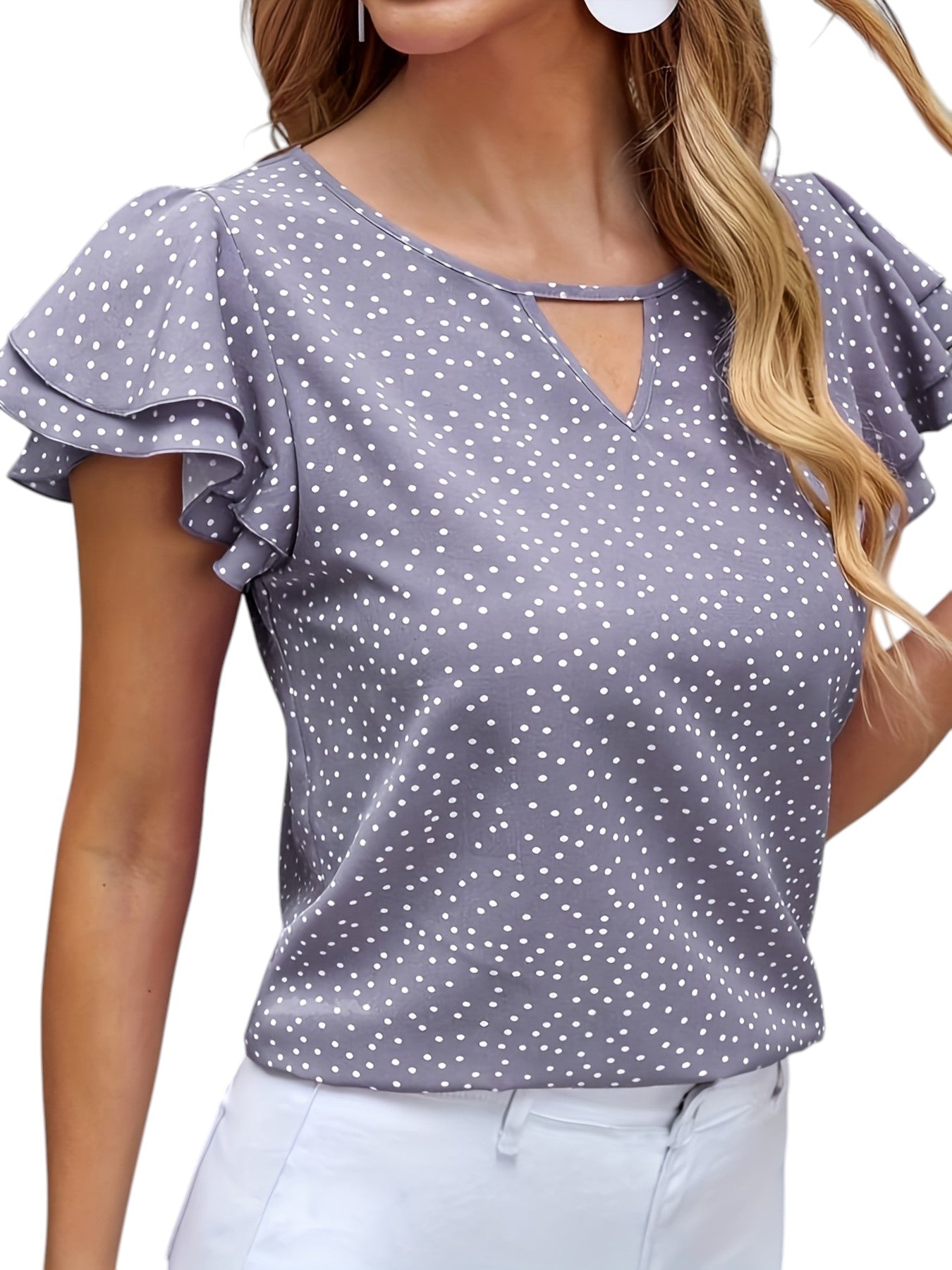 Noa – Elegant Polka Dot Blouse with V-Neck