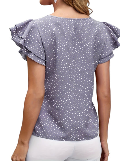 Noa – Elegant Polka Dot Blouse with V-Neck