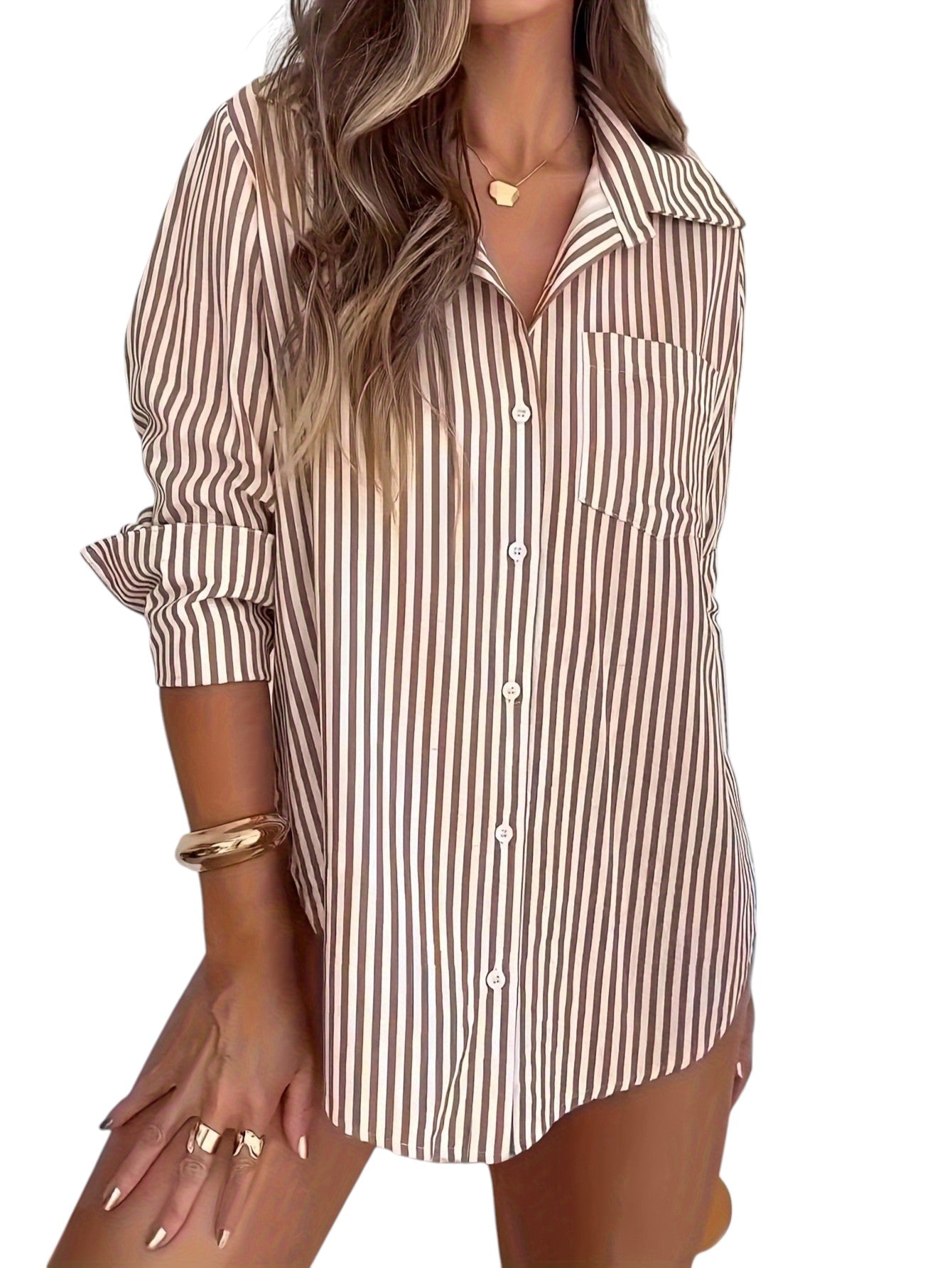 Lina – Women's Striped Button-Up Blouse