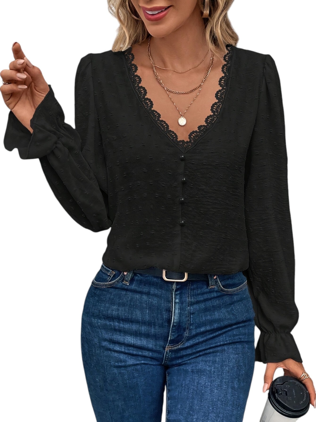 Mona – Elegant Women's Lace Shirt